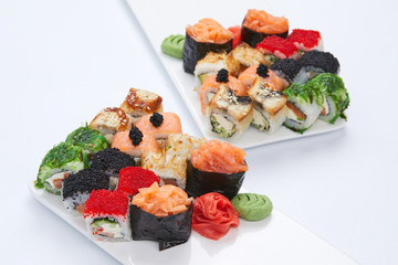 sushi set on the white background