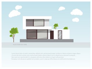 Illustration of a modern luxury house, house project, real estate concept for sales