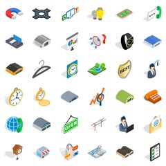 Buying activity icons set, isometric style