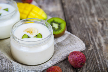 Yogurt with tropical fruits