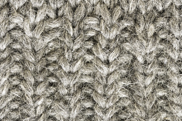 Grey Knitted Wool Background. 