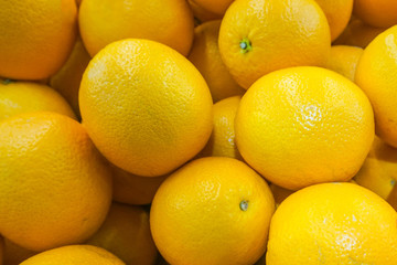 Fresh Navel Oranges Closeup in supermarket