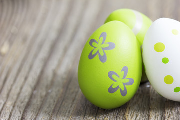 Easter eggs on a wooden background