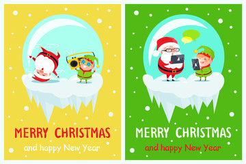 Merry Christmas and Happy New Year Greeting Cards