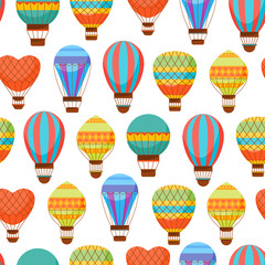 Cartoon Air Baloons Seamless Pattern Background. Vector