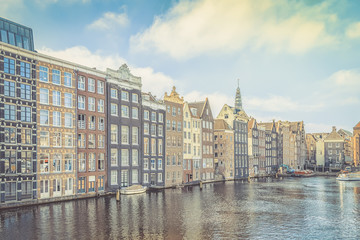 Traditional old buildings in Amsterdam.