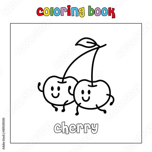 Cherry Fruit Coloring Page Book Illustration Outline Vector Download