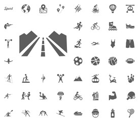 Running way icon. Sport illustration vector set icons. Set of 48 sport icons.