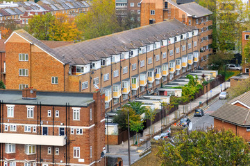 Aerial view of block of maisonette in south east London