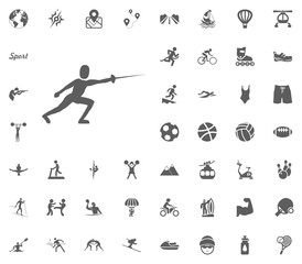 Fototapeta na wymiar Fencing icon. Sport illustration vector set icons. Set of 48 sport icons.