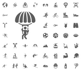 Skydiving icon. Sport illustration vector set icons. Set of 48 sport icons.