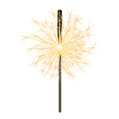 Realistic vector sparkler isolated on white background
