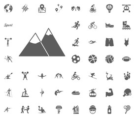 Mountain icon. Sport illustration vector set icons. Set of 48 sport icons.