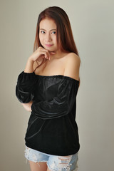 confident, relaxed woman thinking, planning