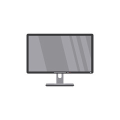 Modern LCD, widescreen, TV set, television, HDTV, household appliance, flat style vector illustration isolated on white background. Flat style front view picture of black LCD television, TV set