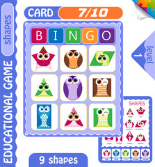 level Bingo shapes owls 7