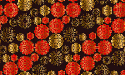 Red and gold pattern in china style. Vector illustration for card, invitation, Chinese New Year celebration.