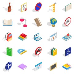 Exam preparation icons set, isometric style
