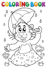 Coloring book groundhog theme image 3