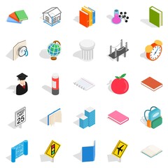 Scientific approach icons set, isometric style