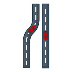 Fototapeta premium Parallel roads icon, cartoon style.