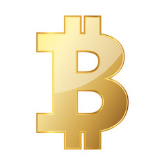 Golden Bitcoin icon. Vector illustration
