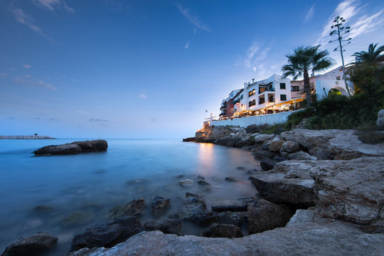 Mediterranean village at dusk