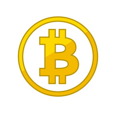 Bitcoin flat icon for internet money. Crypto currency symbol and gold coin image for using in web projects or mobile applications. 