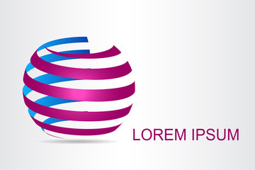 Logo stylized spherical surface with abstract shapes