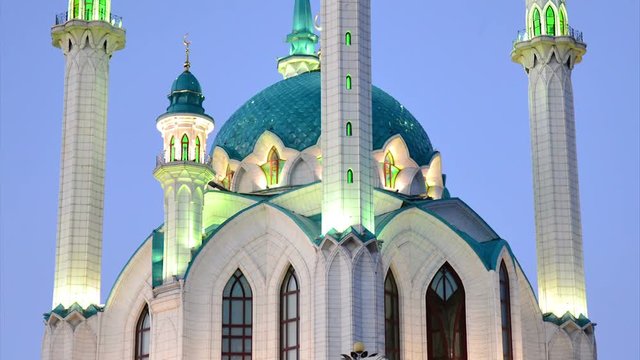 Mosque "Kul Sharif" of the Kazan Kremlin in Kazan evening