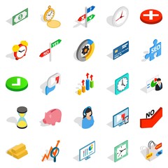 Swap icons set, isometric style