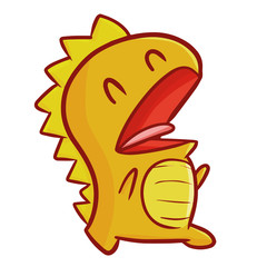 Cute and funny orange dragon standing and laughing - vector.