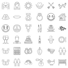 Novel icons set, outline style