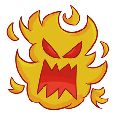 Funny and scary fire monster - vector.