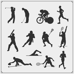 Vector set of sport players silhouettes.