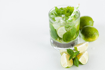 Mojito cocktail on white background