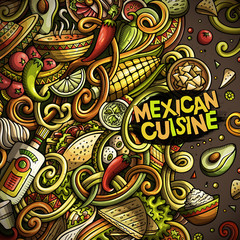 Cartoon mexican food doodles frame design