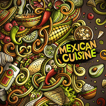 Cartoon mexican food doodles frame design