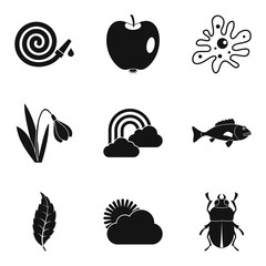 Garden stuff icons set, simple style