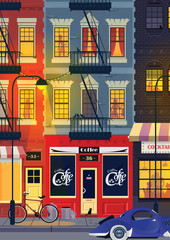 Old city street, night landscape.