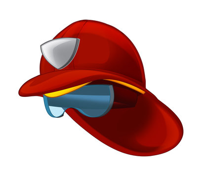 cartoon fireman hat with protective glasses - illustration for children