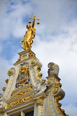 Fototapeta na wymiar Statues on Old Civic Registry, Burg Square in Bruges, Belgium