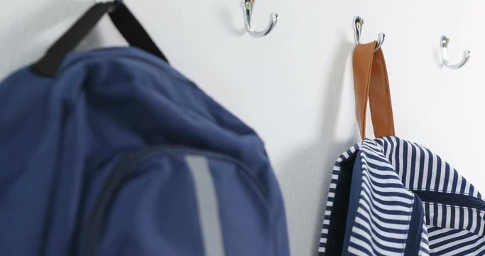 Bags hanging on hook 