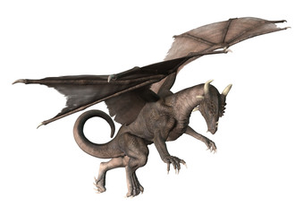 3D Rendering Fantasy Dragon on White