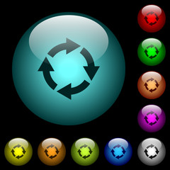 Rotate right icons in color illuminated glass buttons
