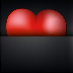 Original Valentine's day greeting card with heart on black background