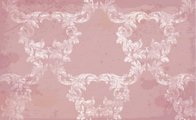 Vector Baroque pattern in pink color. Handmade decors