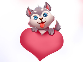 Happy Valentine's Day! Cute Holiday Card. Video Game's Digital CG Artwork, Colorful Concept Illustration, Realistic Cartoon Style Background
