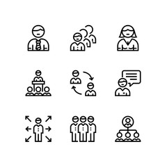 Business people, meeting, team work vector simple icons for web and mobile design pack 1