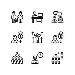 Business people, meeting, team work vector simple icons for web and mobile design pack 3